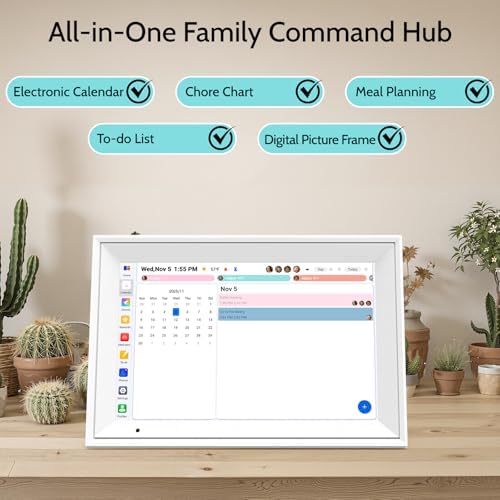 Digital Calendar 10.1'' Electronic Calendar for Family Schedules, WiFi Smart Calendar Built-in 32GB Memory, 1280 * 800 IPS HD Touchscreen Interactive Family Planner &amp; Meal Planner-White