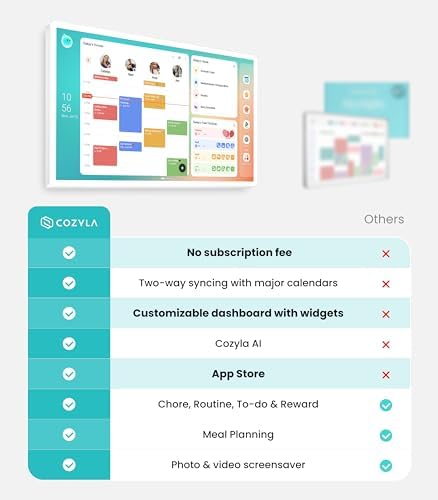Cozyla Calendar Plus 2: 24" Smart Digital Calendar Wall Touch Screen &amp; No Subscription Family Dashboard, Electronic Display for Family System- Chore Chart, Meal Planner, Support App Store Wall Mount