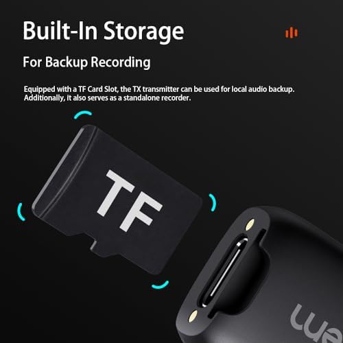 hohem MIC-01 Wireless Lavalier Microphone, 3-Level Noise Cancelling Built-in TF Card Slot Remote Shutter Control Clip On/Magnet Mic for Smartphone Camera Laptop Tablet