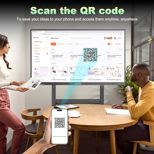 COOLHOOD 65" Smart Board, 4K UHD Touchscreen Interactive Digital Whiteboard Display, Electronic All-in-One Computer for Classroom Office Home Business w/Open App Ecosystem (Board &amp; Wall Mount Only)