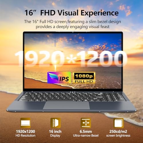 Gaming Laptop i5, 16 inch Laptops, Laptop Computer Up to 3.60GHZ,Traditional Laptops Computers for 16GB RAM 512GB SSD, Business Lap top Full HD 1920X1200 Display 180 Angle Opening WIFI 5 Lap top