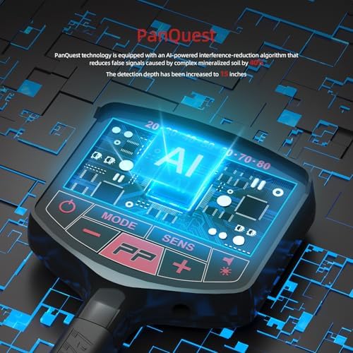 PANCKY High Accuracy Metal Detector for Adults – Collapsible, Lightweight &amp; IP68 Waterproof Search Coil with 10.55” Large Coil, 5 Modes &amp; Backlit LCD, Gold &amp; Relic Detector Kit, PK1098 (Red)