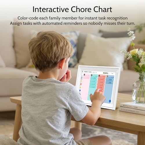 Digital Calendar 10.1'' Electronic Calendar for Family Schedules, WiFi Smart Calendar Built-in 32GB Memory, 1280 * 800 IPS HD Touchscreen Interactive Family Planner &amp; Meal Planner-White