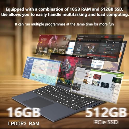 Gaming Laptop i5, 16 inch Laptops, Laptop Computer Up to 3.60GHZ,Traditional Laptops Computers for 16GB RAM 512GB SSD, Business Lap top Full HD 1920X1200 Display 180 Angle Opening WIFI 5 Lap top
