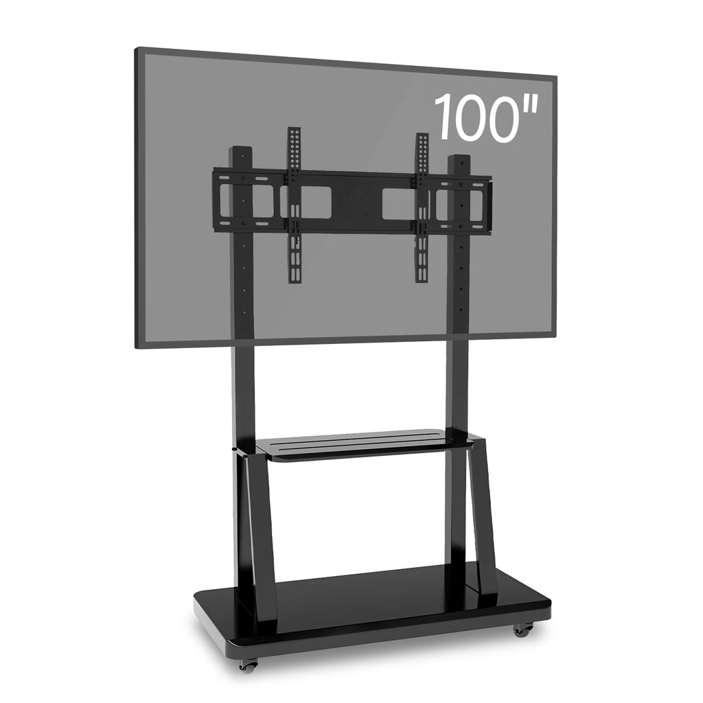 43-65" Height Adjustable Mobile Stand for Smart Boards | with 4 Lockable Wheels & Universal Mount | Versatile Classroom, Home, Office Whiteboard Stand - Heavy-Duty Steel Frame
