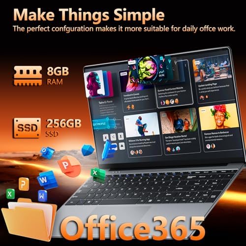 Laptop, 2026 Laptop Computer Core M3-6Y30 CPU, 8GB RAM 256GB SSD, Lap top with 180°Open, UHD Graphics, 15.6" IPS 1080P, WiFi 5, BT4.2, 5000mAh Battery, Win 11/Office Laptops for Student Work