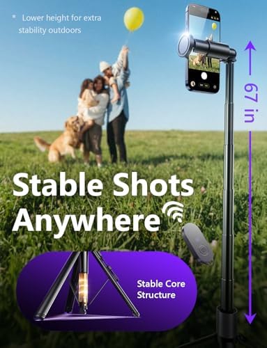LISEN [0.01s-Open] Phone Tripod for iPhone, 67" Selfie Stick Tripod with Remote, Extendable Cell Phone Tripod Stand, Perfect for Travel Video Recording Live Stream Vlog for iPhone 17 Pro Max &amp; Android