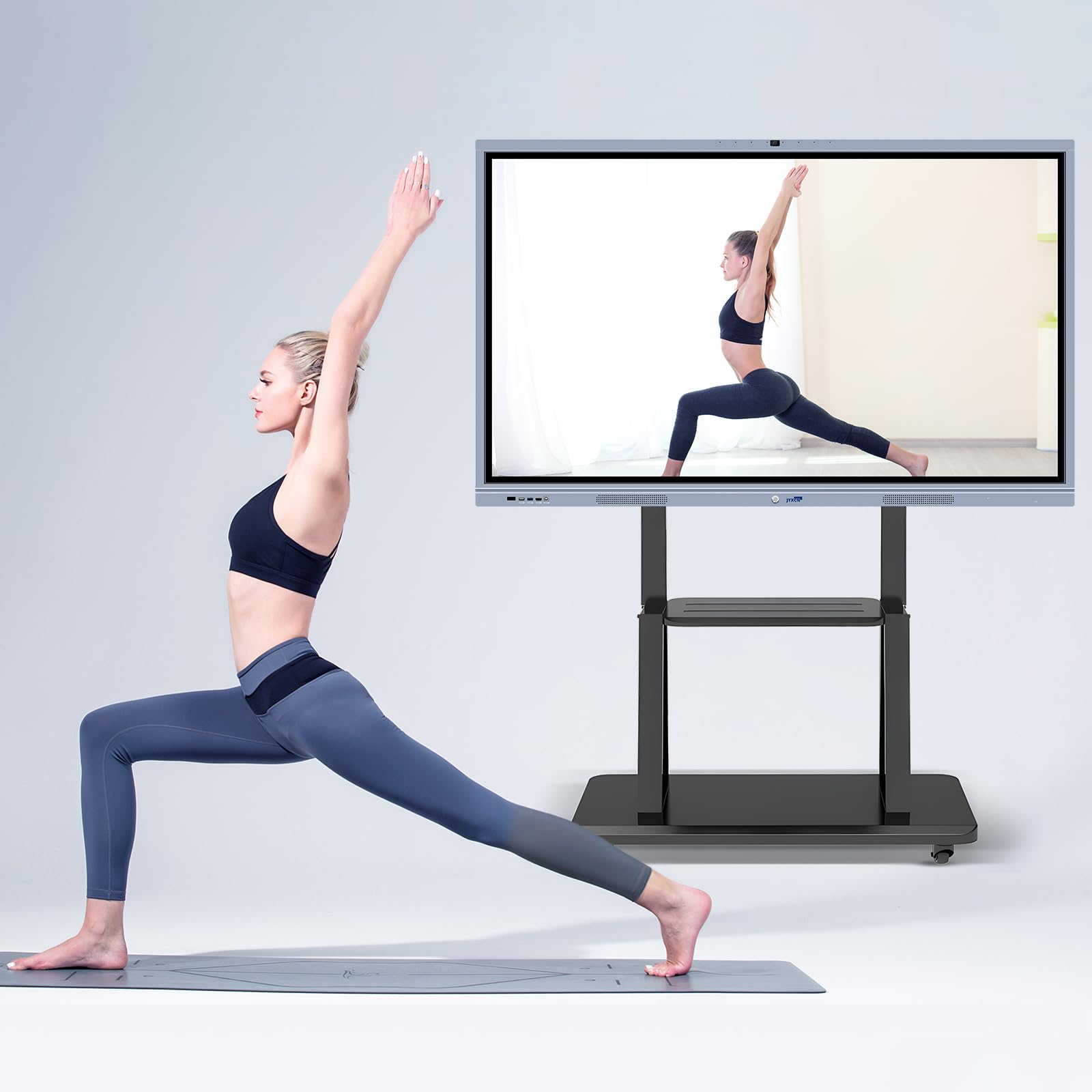 43-65" Height Adjustable Mobile Stand for Smart Boards | with 4 Lockable Wheels & Universal Mount | Versatile Classroom, Home, Office Whiteboard Stand - Heavy-Duty Steel Frame