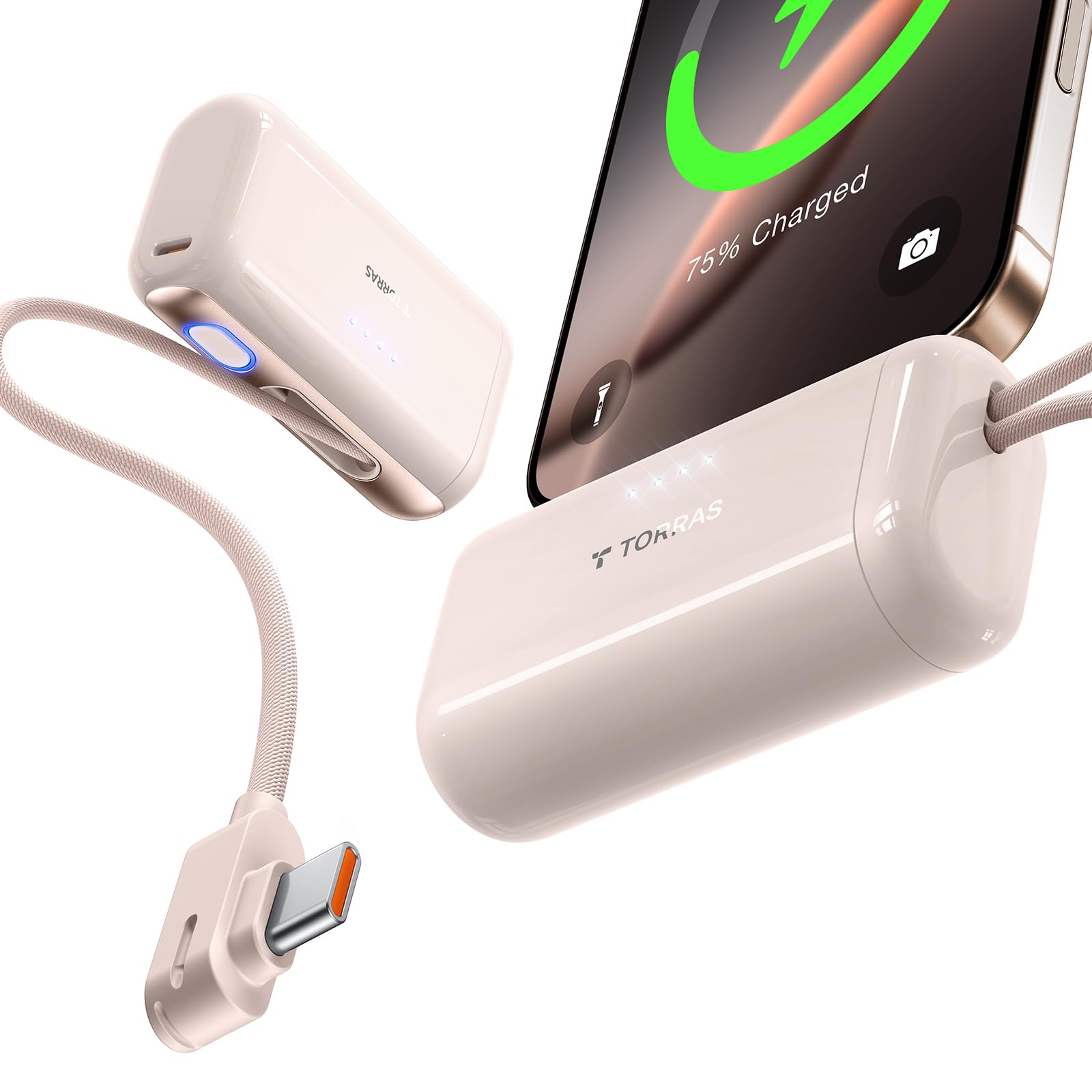 TORRAS MiniMag Power Bank, Ultra Slim 5,000mAh Wireless Portable Charger with USB-C Cable, Fast Charging iPhone Air Magnetic Battery Pack, Compatible for iPhone 17/16/15/14/13/12, Glacier Gray