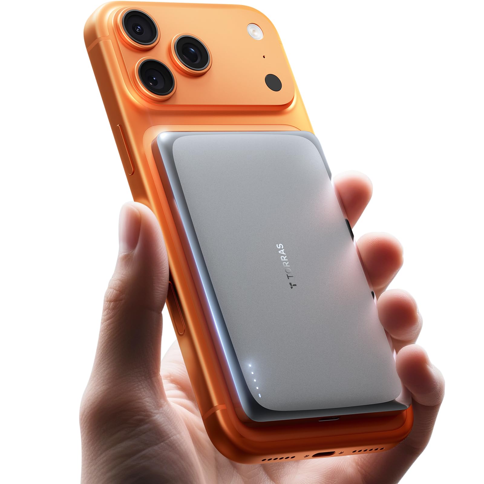 TORRAS MiniMag Power Bank, Ultra Slim 5,000mAh Wireless Portable Charger with USB-C Cable, Fast Charging iPhone Air Magnetic Battery Pack, Compatible for iPhone 17/16/15/14/13/12, Glacier Gray