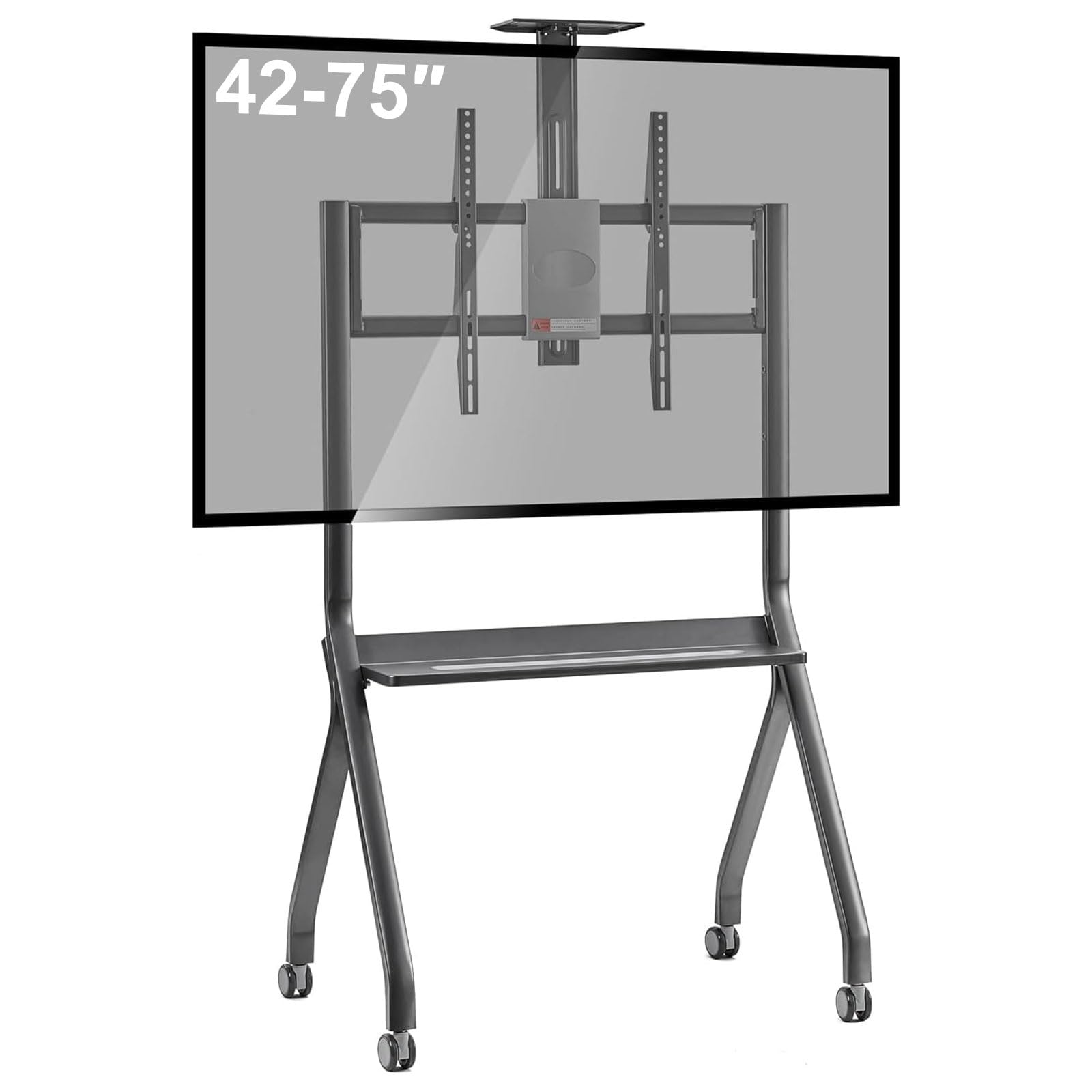 43-65" Height Adjustable Mobile Stand for Smart Boards | with 4 Lockable Wheels & Universal Mount | Versatile Classroom, Home, Office Whiteboard Stand - Heavy-Duty Steel Frame