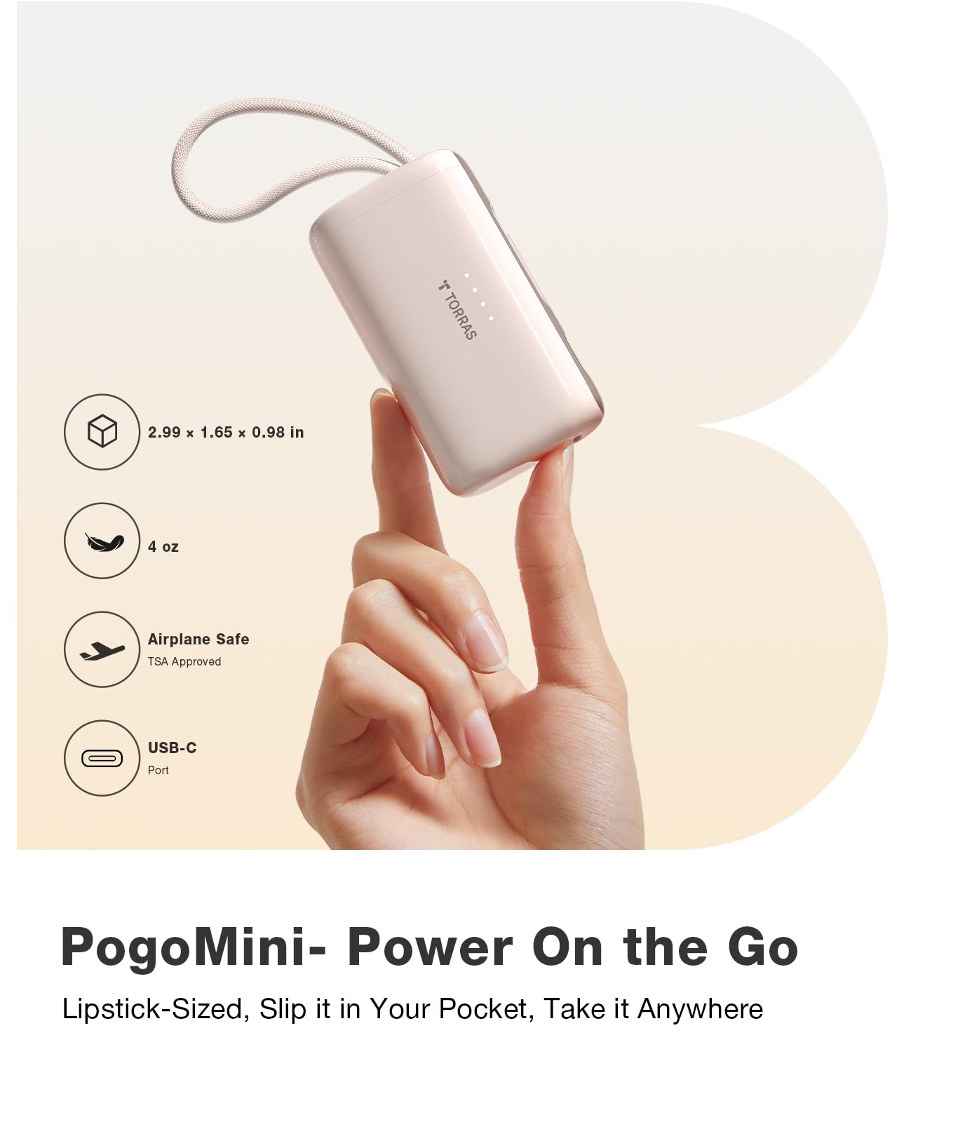 TORRAS MiniMag Power Bank, Ultra Slim 5,000mAh Wireless Portable Charger with USB-C Cable, Fast Charging iPhone Air Magnetic Battery Pack, Compatible for iPhone 17/16/15/14/13/12, Glacier Gray
