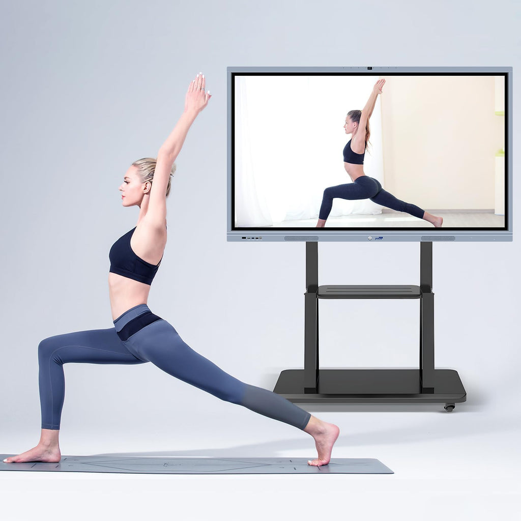 43-65" Height Adjustable Mobile Stand for Smart Boards | with 4 Lockable Wheels & Universal Mount | Versatile Classroom, Home, Office Whiteboard Stand - Heavy-Duty Steel Frame