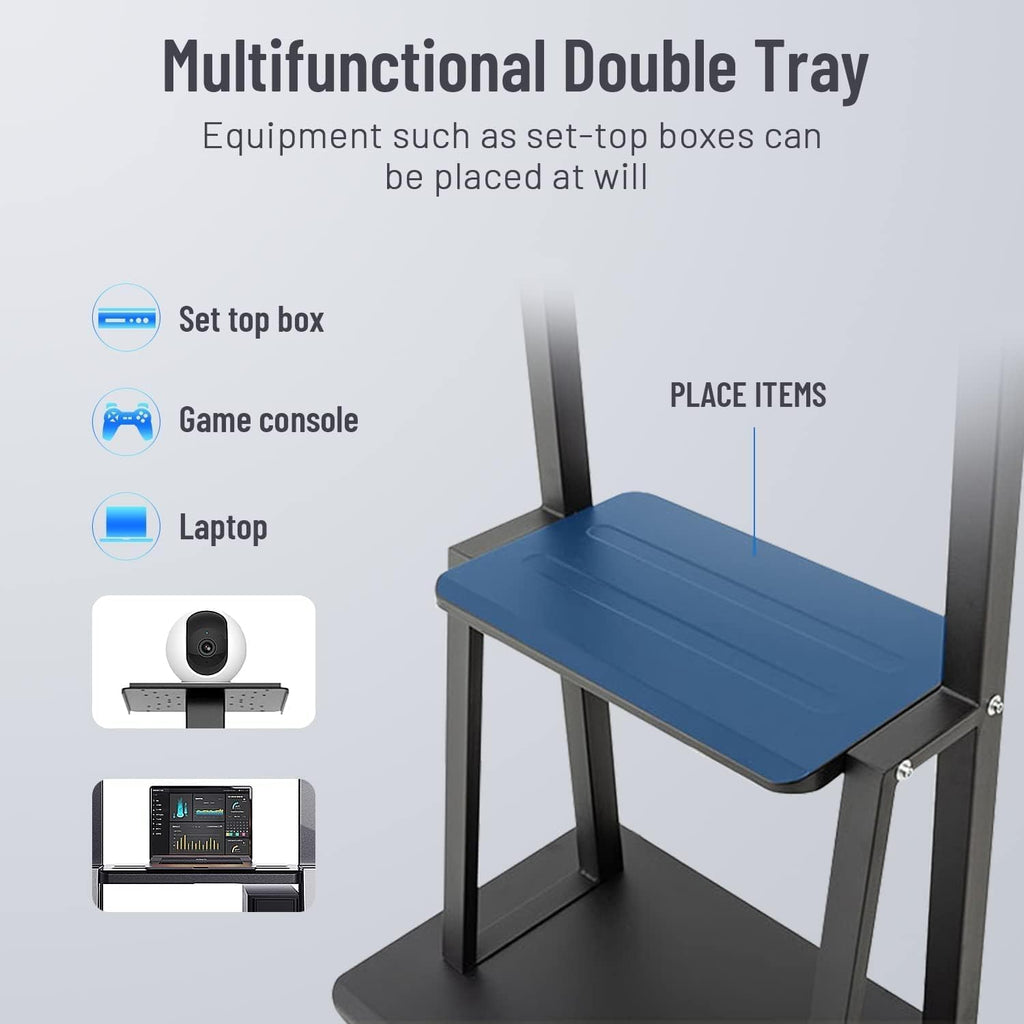 43-65" Height Adjustable Mobile Stand for Smart Boards | with 4 Lockable Wheels & Universal Mount | Versatile Classroom, Home, Office Whiteboard Stand - Heavy-Duty Steel Frame