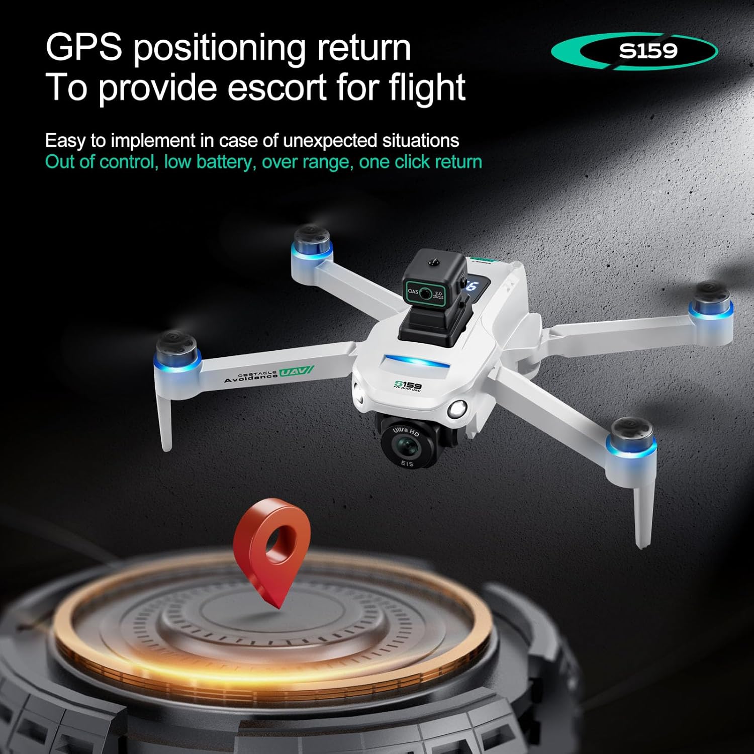 Drones with Camera for Adults 4K, GPS UHD Drone, 5G Remote Controller with Screen, One Key Return, Dual Camere, 3rd Gear Speed, Optical Flow Mode and Obstacle Avoidance, Drone for Beginners (White)