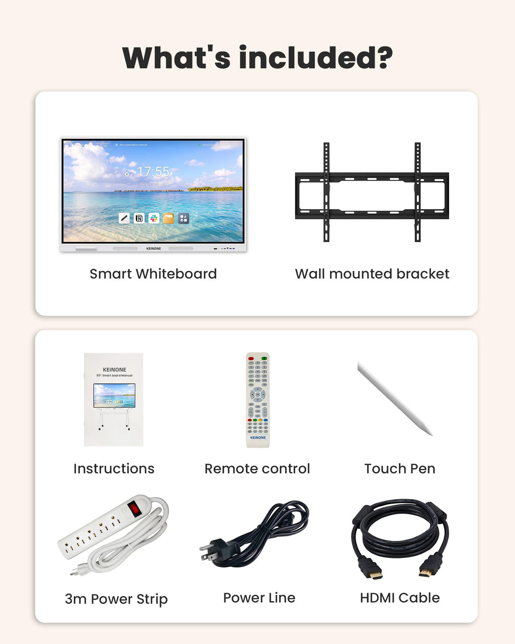 Interactive Smart Board for Classroom, 55” 8+128 GB Electronic Digital Whiteboard Built-in Android OS & Open App Ecosystem - 4K Touchscreen Smartboard for Home Office School Studio Display