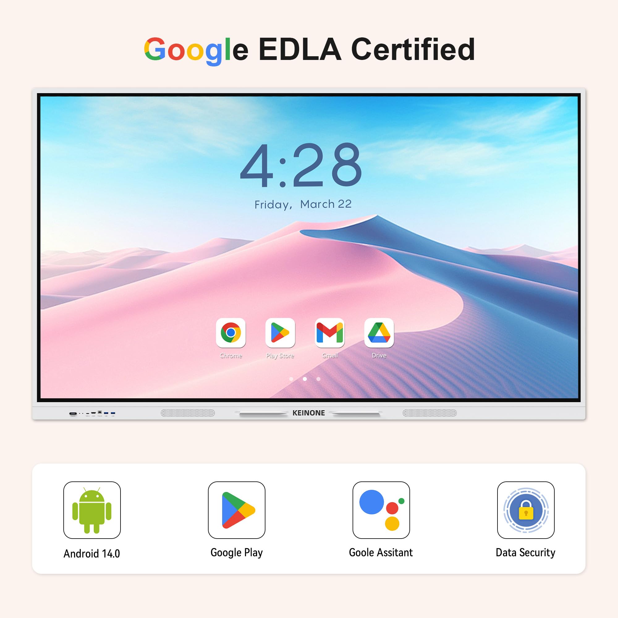 Interactive Smart Board for Classroom, 55” 8+128 GB Electronic Digital Whiteboard Built-in Android OS & Open App Ecosystem - 4K Touchscreen Smartboard for Home Office School Studio Display